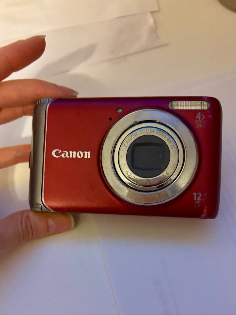 Canon Powershot A3100 IS Red 12.1MP Digital Camera + Battery